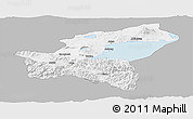 Gray Panoramic Map of Bitlis, single color outside
