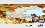 Shaded Relief Panoramic Map of Bitlis, physical outside