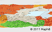 Shaded Relief Panoramic Map of Bitlis, political outside