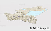 Shaded Relief Panoramic Map of Bitlis, single color outside