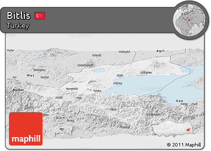 Silver Style Panoramic Map of Bitlis