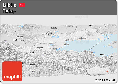 Silver Style Panoramic Map of Bitlis