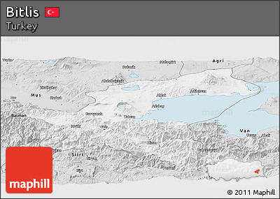 Silver Style Panoramic Map of Bitlis