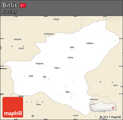 Classic Style Simple Map of Bitlis