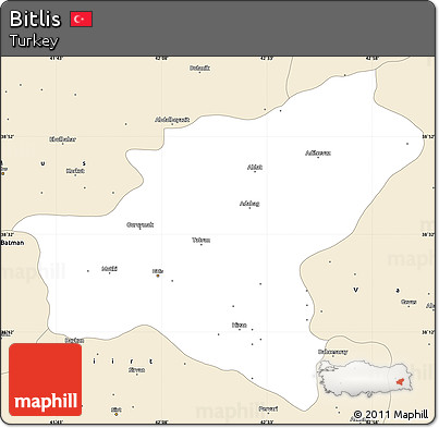 Classic Style Simple Map of Bitlis