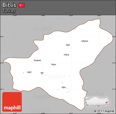Gray Simple Map of Bitlis, cropped outside