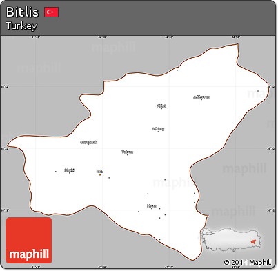 Gray Simple Map of Bitlis, cropped outside