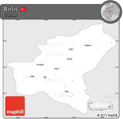 Silver Style Simple Map of Bitlis, single color outside