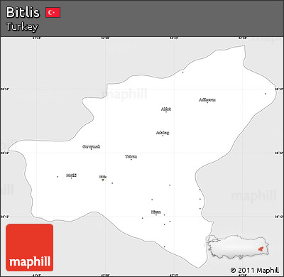 Silver Style Simple Map of Bitlis, single color outside