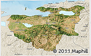 Satellite 3D Map of Bursa, shaded relief outside