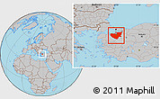 Gray Location Map of Bursa