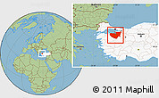 Savanna Style Location Map of Bursa, highlighted country