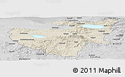 Shaded Relief Panoramic Map of Bursa, desaturated