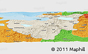 Shaded Relief Panoramic Map of Bursa, political outside