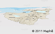 Shaded Relief Panoramic Map of Bursa, single color outside