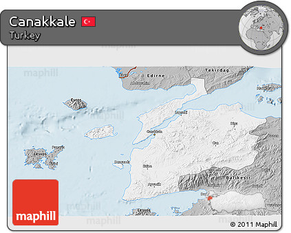 Gray 3D Map of Canakkale