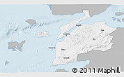 Gray 3D Map of Canakkale, single color outside