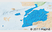Political 3D Map of Canakkale, lighten