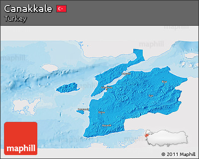 Political 3D Map of Canakkale, single color outside