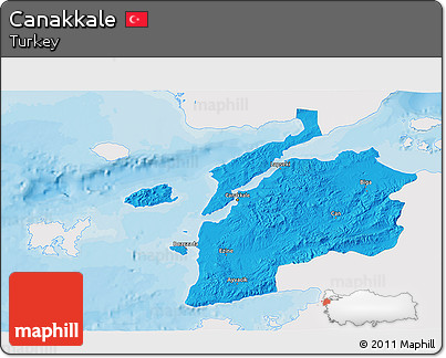 Political 3D Map of Canakkale, single color outside
