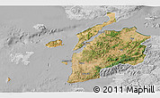 Satellite 3D Map of Canakkale, lighten, desaturated