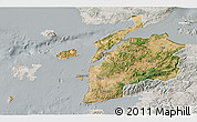 Satellite 3D Map of Canakkale, lighten, semi-desaturated