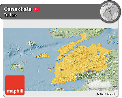 Savanna Style 3D Map of Canakkale