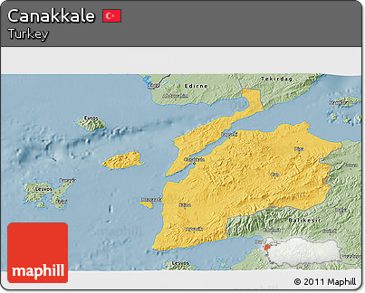 Savanna Style 3D Map of Canakkale