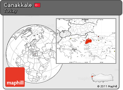 Blank Location Map of Canakkale