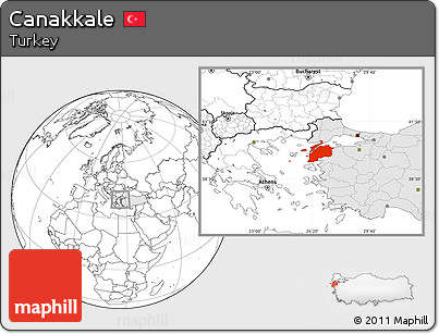 Blank Location Map of Canakkale, highlighted country
