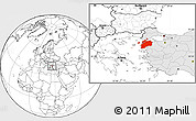 Blank Location Map of Canakkale, highlighted country