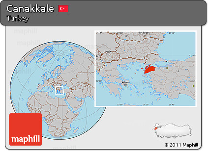 Gray Location Map of Canakkale