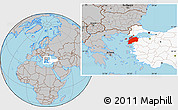 Gray Location Map of Canakkale, highlighted country