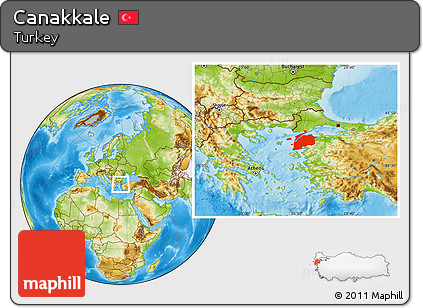 Physical Location Map of Canakkale