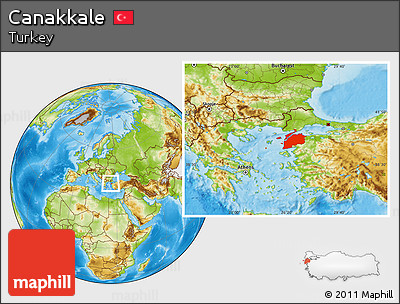 Physical Location Map of Canakkale