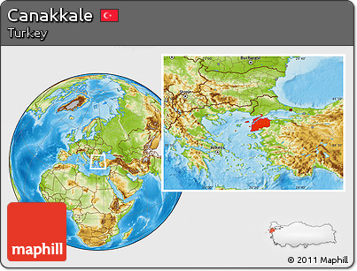 Physical Location Map of Canakkale