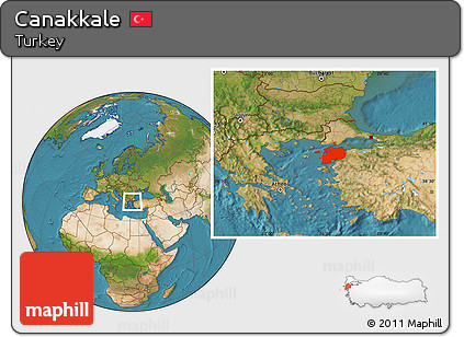 Satellite Location Map of Canakkale