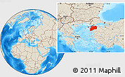 Shaded Relief Location Map of Canakkale