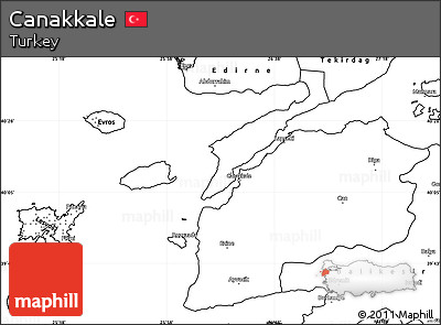 Blank Simple Map of Canakkale