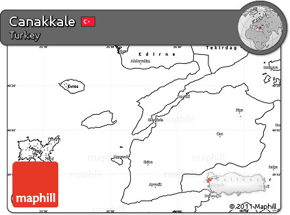 Blank Simple Map of Canakkale