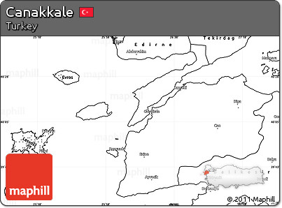 Blank Simple Map of Canakkale