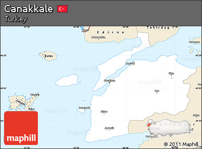 Classic Style Simple Map of Canakkale