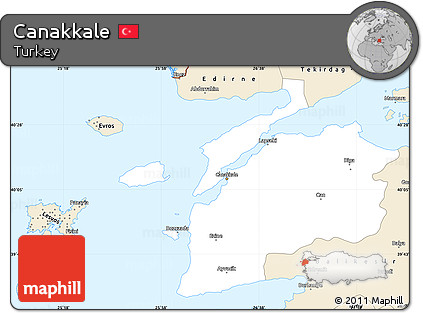 Classic Style Simple Map of Canakkale