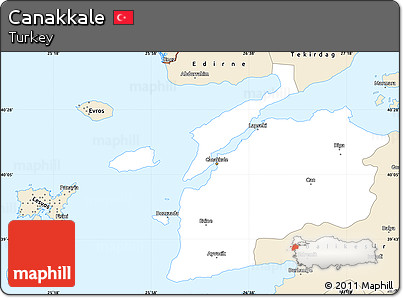 Classic Style Simple Map of Canakkale