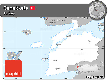 Gray Simple Map of Canakkale