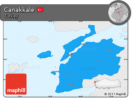 Political Simple Map of Canakkale, single color outside
