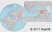 Gray Location Map of Diyarbakir, within the entire country