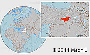 Gray Location Map of Diyarbakir, hill shading