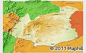 Physical 3D Map of Gaziantep, political outside