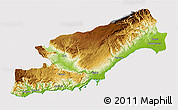 Physical 3D Map of Icel, cropped outside